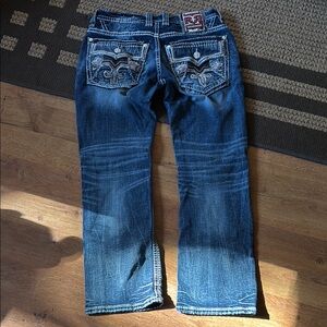 Rock Revival Blue Relaxed Jeans with Gradient Effect